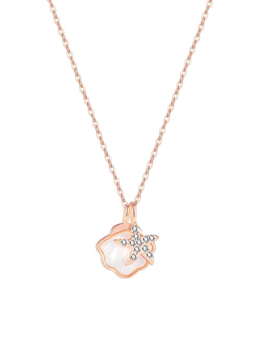 401 [rose gold plating] 925 Sterling Silver Shell Star Cute Necklace